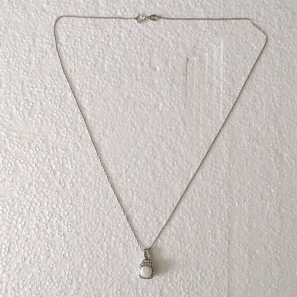 SUN 925 Opal Crystal Pendant Chain Necklace